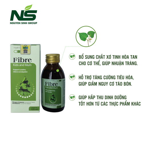 Bổ sung chất xơ hòa tan, giảm táo bón chuyên biệt cho trẻ từ 6 tháng tuổi Fibre Kids and Mum (chai/lọ 120ml)